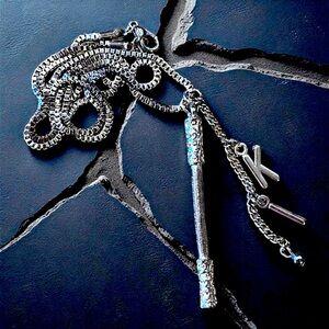 Dungeons and Dragons Monk necklace Monk staff and the initials KI DND jewelry